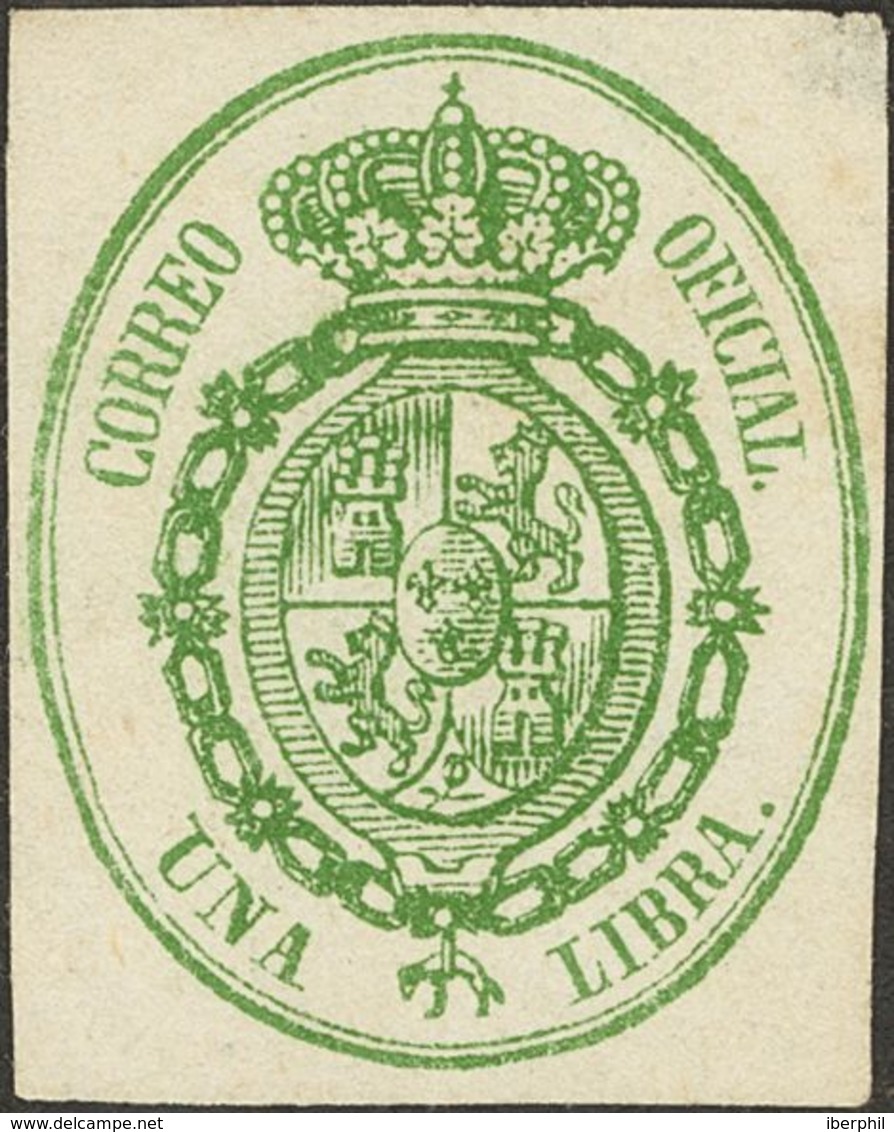 158 (*) 38P. 1855. 1 Libra Violeta Sobre Blanco Y 1 Libra Verde Sobre Blanco. ENSAYOS DE COLOR. MAGNIFICOS. (Gálvez 117, - Other & Unclassified