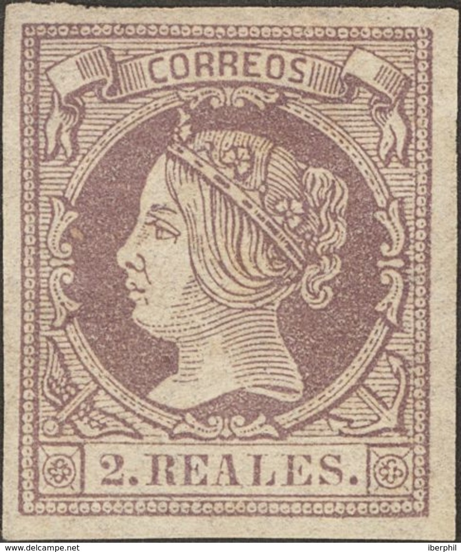 190 (*) 56. 1860. 2 Reales Lila. MAGNIFICO. Cert. GRAUS. (Edifil 2018: 510€) - Other & Unclassified