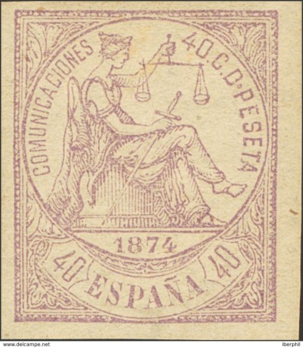 246 * 148s. 1874. 40 Cts Violeta Claro. SIN DENTAR (enormes Márgenes). MAGNIFICO. (Edifil 2018: 335€) - Other & Unclassified