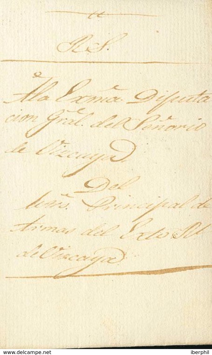 254 SOBRE. 1835. ERMUA (VIZCAYA) A BILBAO, Circulada Durante La I Guerra Carlista. En El Interior Marca REAL FABª DE ARM - Other & Unclassified