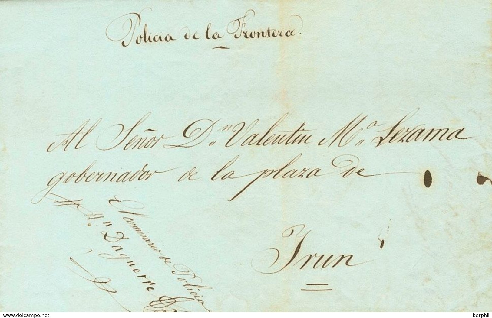 255 SOBRE. 1837. BEHOBIA (GUIPUZCOA) A IRUN, Circulada Durante La I Guerra Carlista, En El Interior Del País Vasco, El C - Other & Unclassified
