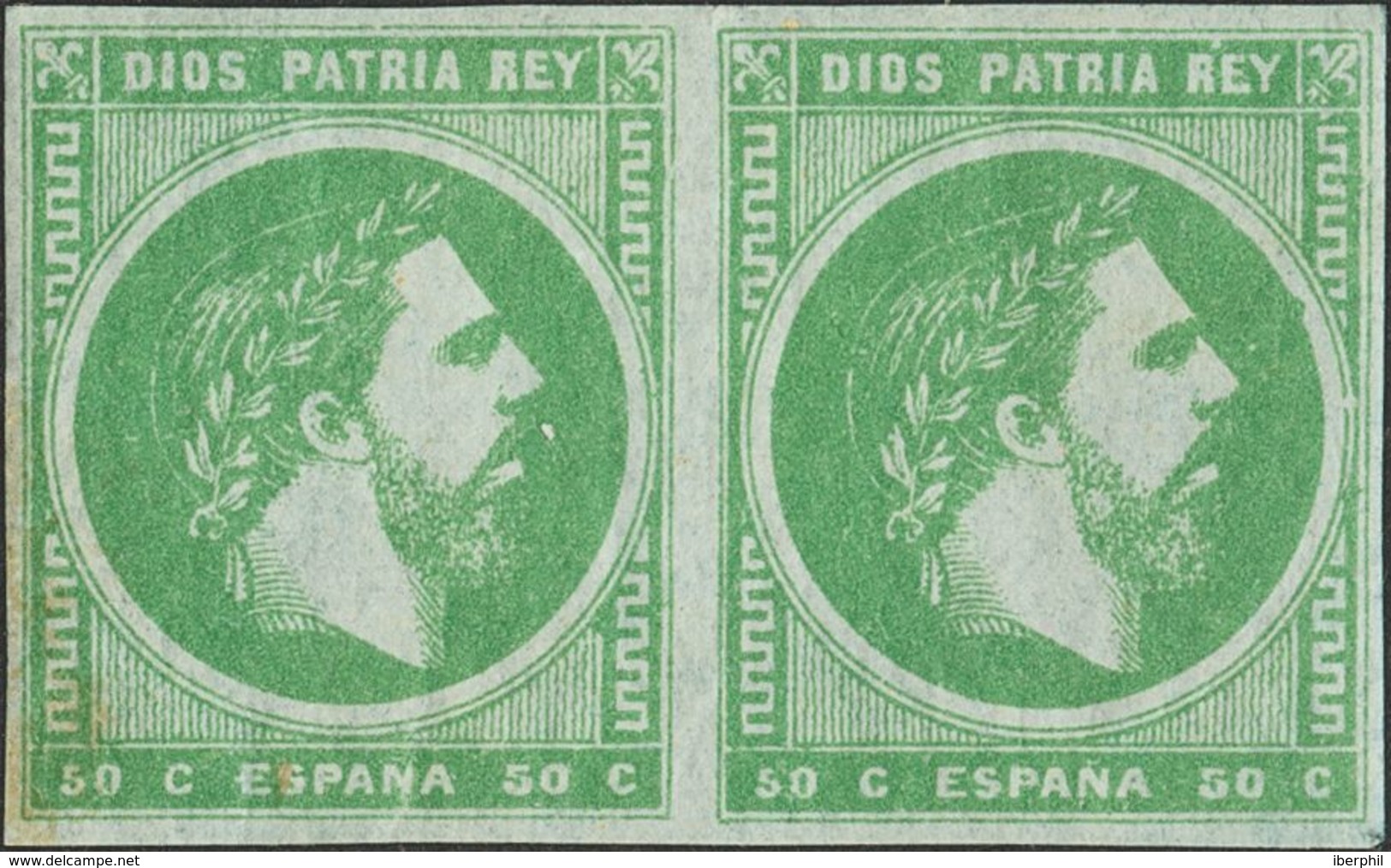 271 * 160p(2). 1875. 50 Cts Verde, Pareja. PAPEL AZULADO. MAGNIFICA. (Edifil 2014: +190€) - Other & Unclassified