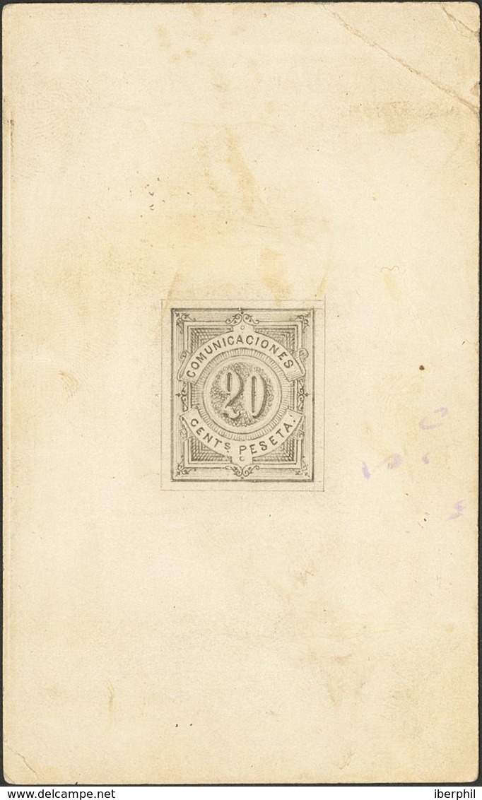 292 (*) . 1876. 20 Cts Negro. PROYECTO DE BRADBURY AND WILKINSON, Realizada A "carboncillo" A Mano (en Lugar De Tinta Ch - Sonstige & Ohne Zuordnung