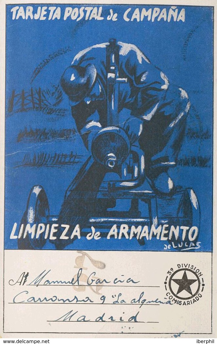765 SOBRE. 1938. Tarjeta Postal De Campaña LIMPIEZA DE ARMAMENTO Dirigida A MADRID. MAGNIFICA Y RARA. - Other & Unclassified