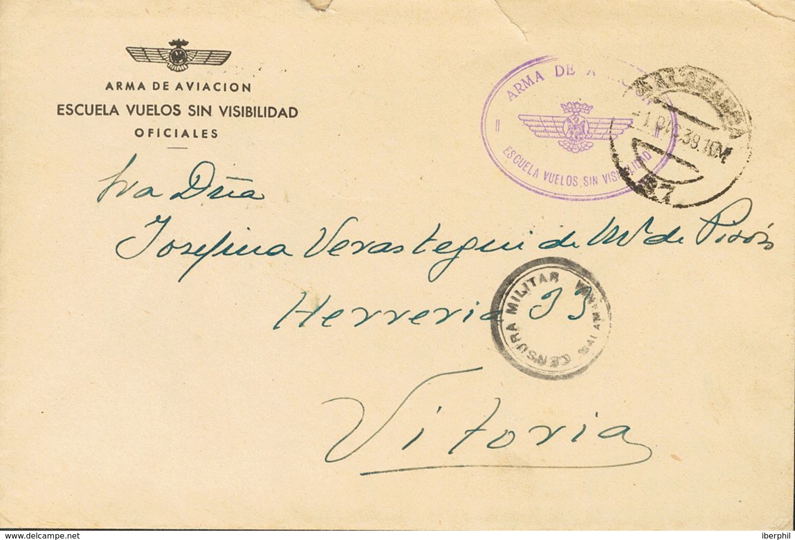 793 SOBRE. 1939. SALAMANCA A VITORIA (remitida Por Rafael Martínez De Pisón Que Más Tarde Sería El Director General De A - Other & Unclassified