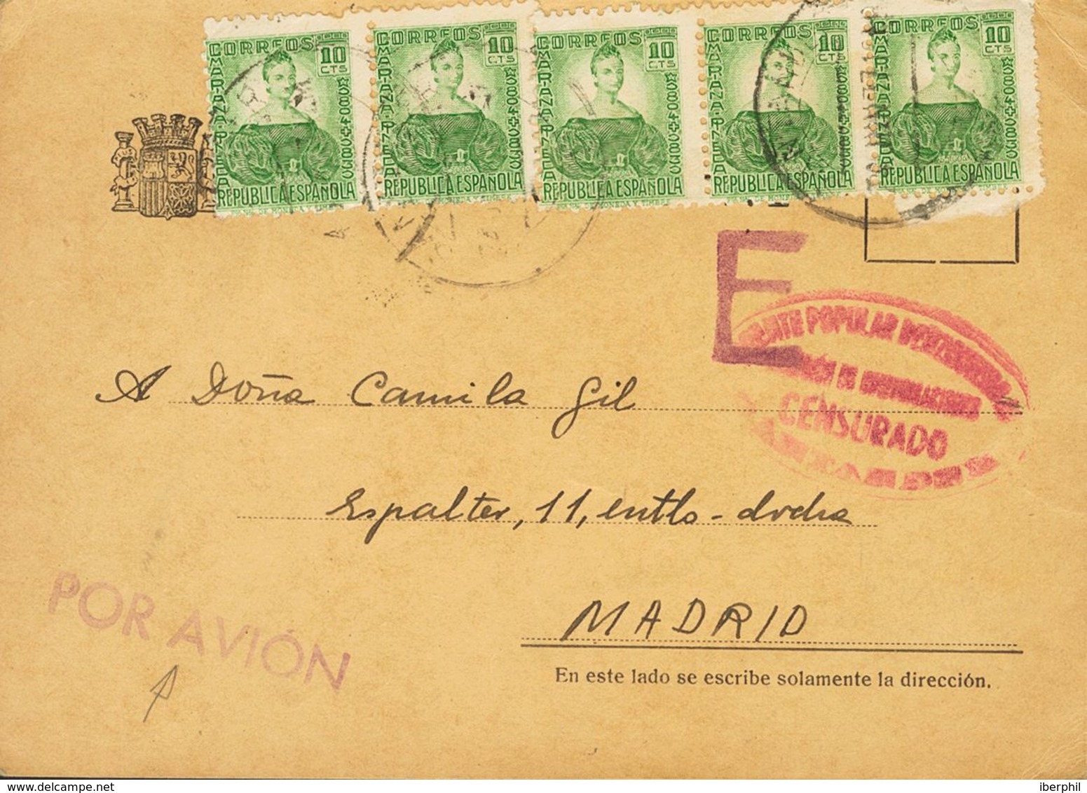 799 SOBRE. 1936. Conjunto De Dos Tarjetas Postales De SANTANDER A MADRID, Ambas Con La Marca De Censura FRENTE POPULAR D - Other & Unclassified