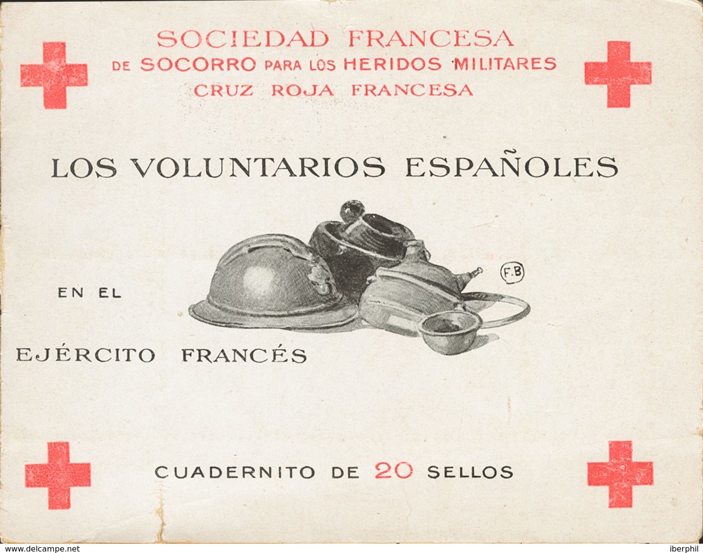 802 ** . (1937ca). Carnet De Veinte Viñetas (faltan Seis) De La Sociedad Francesa De Socorro (para Los Heridos Militares - Other & Unclassified