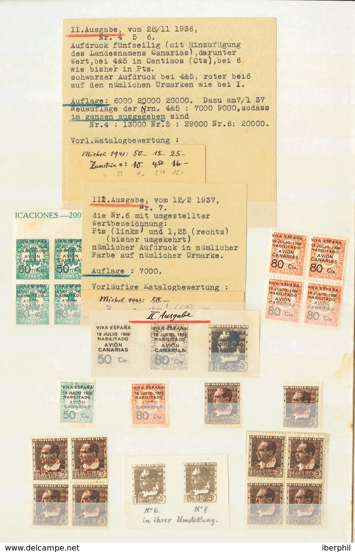 851 SOBRE. (1936ca). Espectacular Conjunto Con Sellos Y Cartas Circuladas De Las Emisiones De Canarias Entre 1936 Y 1938 - Other & Unclassified