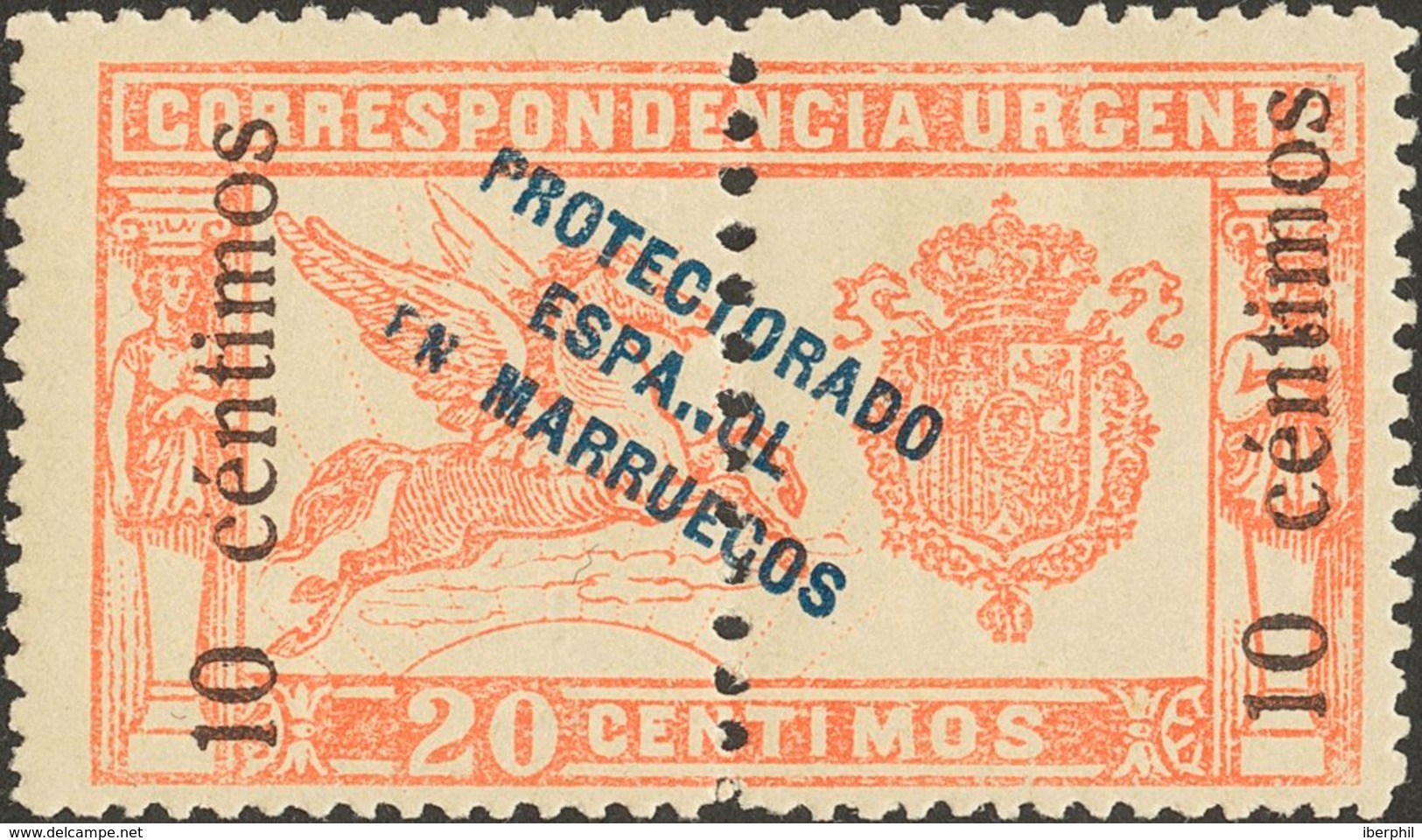 1180 * 66efE. 1920. 10 Cts Sobre 20 Cts Rojo. Variedad "Ñ" DE ESPAÑOL ROTA. MAGNIFICO. - Other & Unclassified