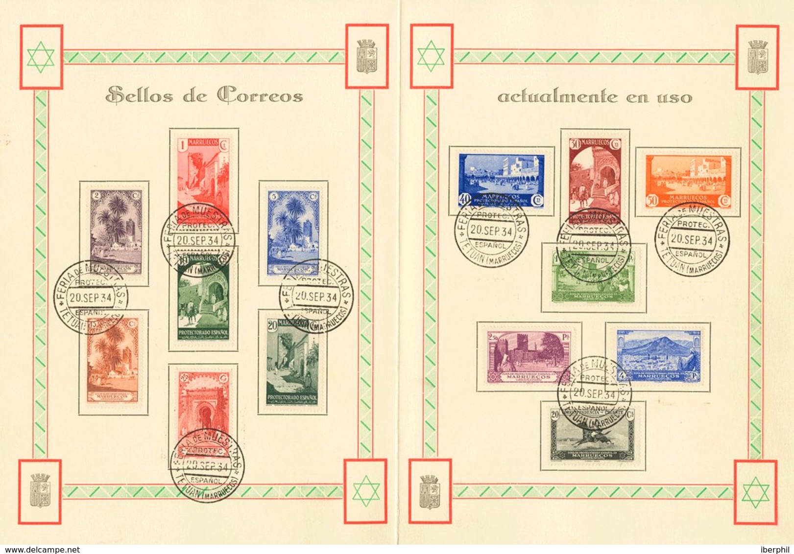 1201 º . 1934. Carpeta De Presentación Del Servicio De Correos En Marruecos Con Diversos Valores De Las Series De Paisaj - Other & Unclassified