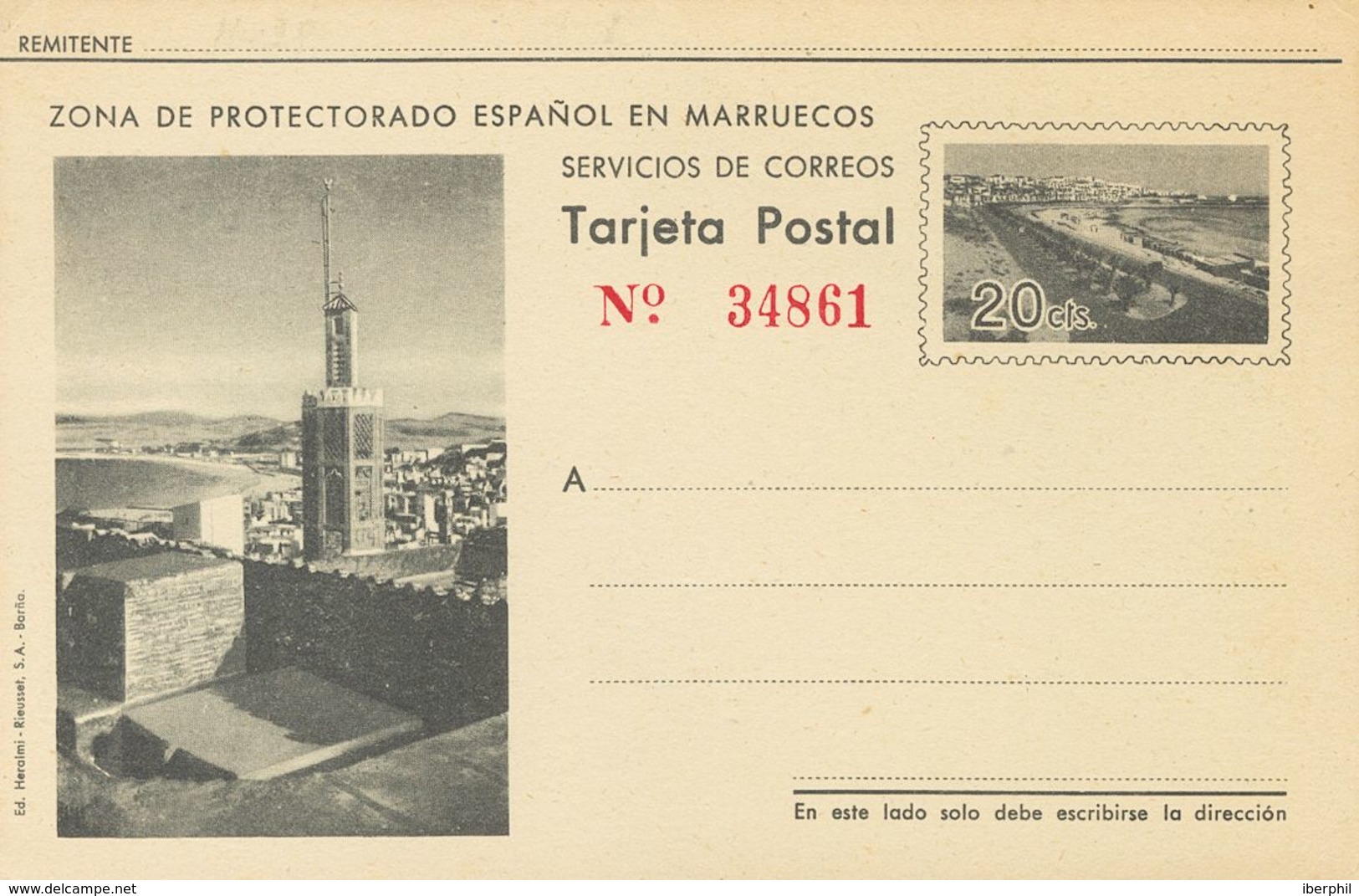 1238 (*) EP32. 1942. 20 Cts Gris Sobre Tarjeta Entero Postal. MAGNIFICA Y RARA. (Edifil 2018: 230€) - Other & Unclassified