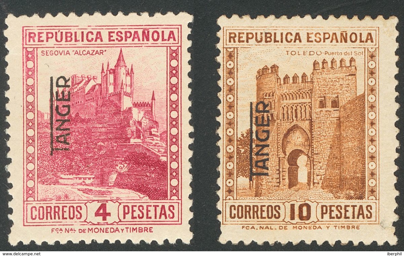 1299 **/* NE7/8. 1937. 4 Pts Rosa Lila Y 10 Pts Castaño. NO EMITIDOS. MAGNIFICOS Y MUY RAROS. Cert. CEM. (Edifil 2018: + - Sonstige & Ohne Zuordnung