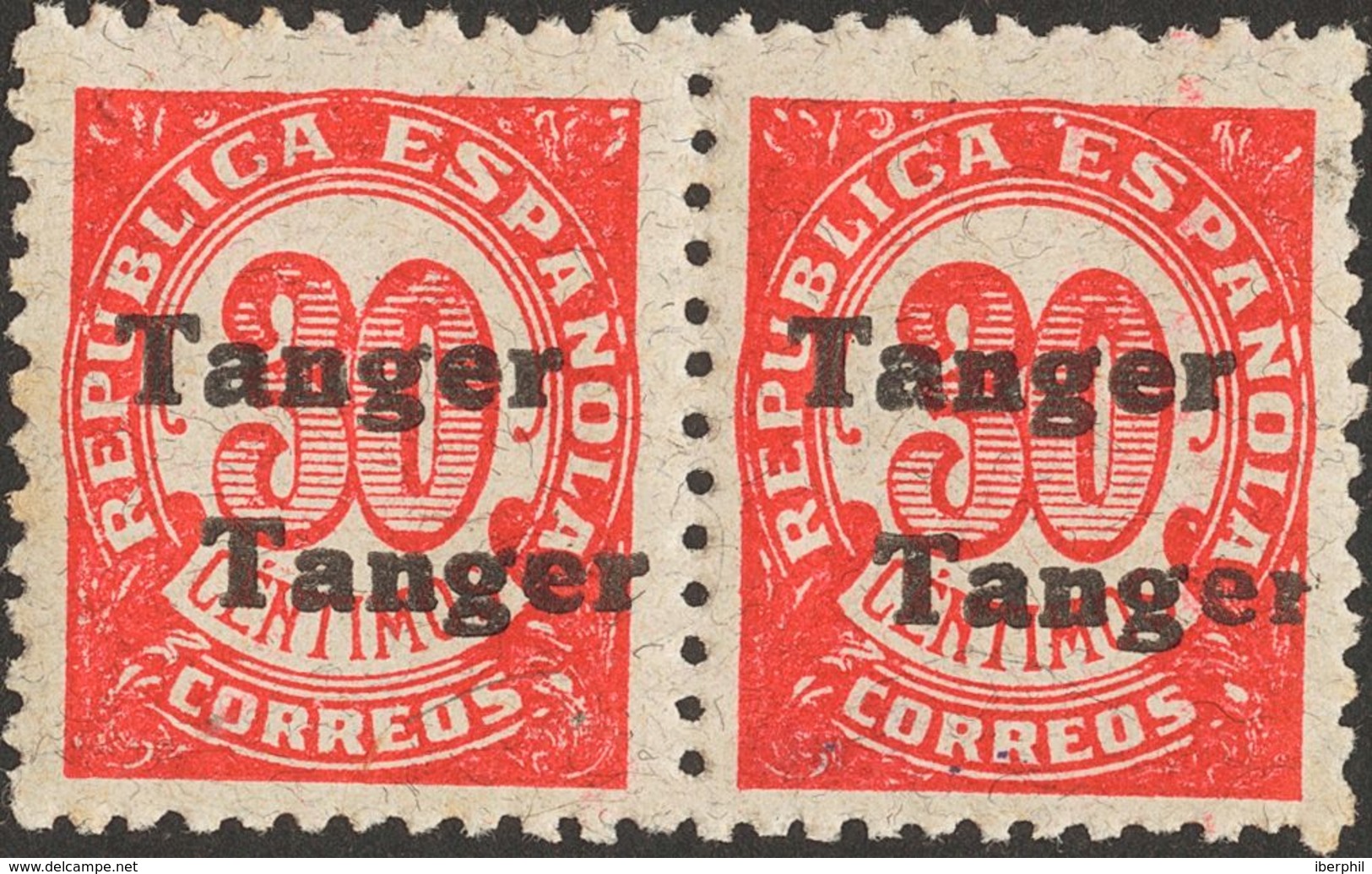 1306 ** 119hh(2). 1939. 30 Cts Rojo. Variedad SOBRECARGA DOBLE. MAGNIFICA. (Edifil 2013: 30€) - Other & Unclassified
