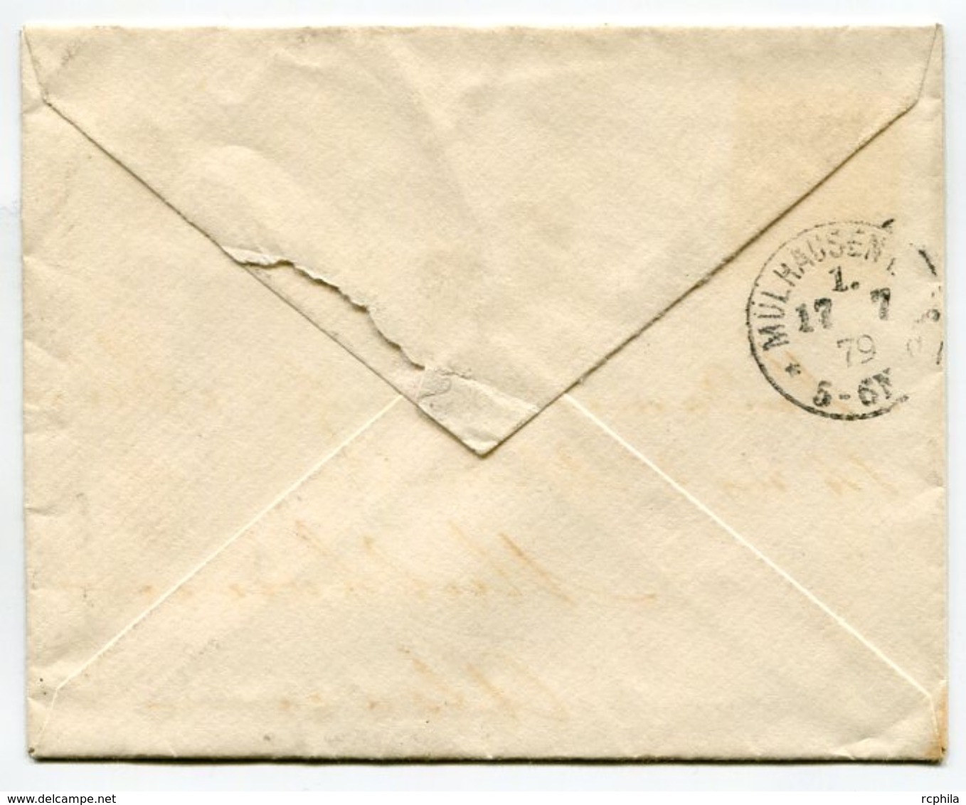 RC 8128 SUISSE 1879 - 25c HELVETIA ASSISE OBL. MENNEDORF POUR MULHOUSE ALSACE ALLEMAGNE LETTRE COVER TB - Briefe U. Dokumente