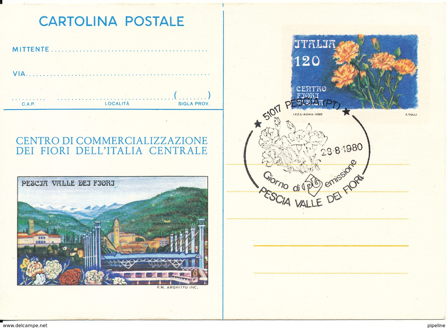 Italy Postal Stationery Card With Special Postmark Pescia 28-8-1980 - Stamped Stationery