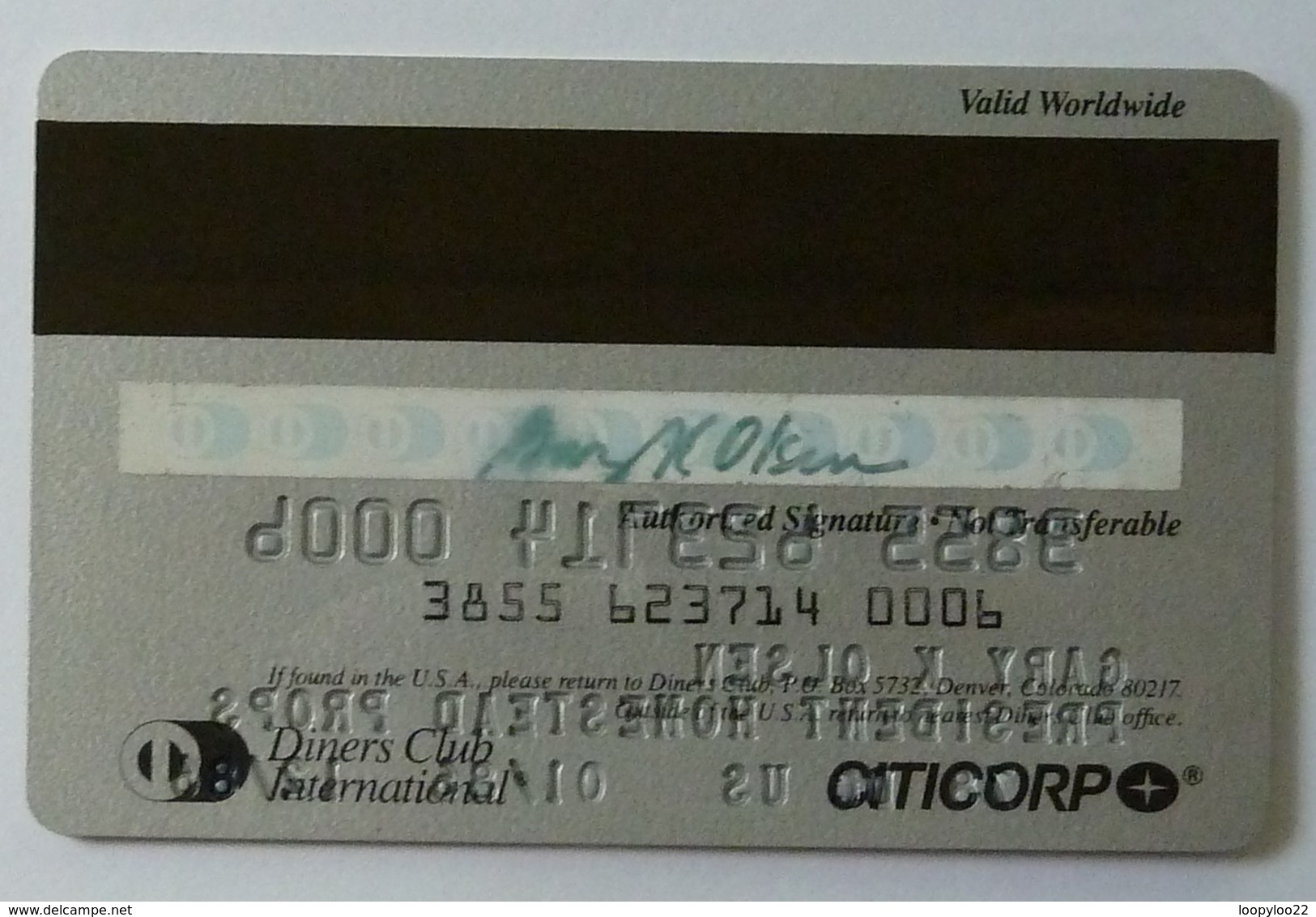 USA - Credit Card - DINERS CLUB - 12/86 -  With Avis Car Sticker - CITICORP - Used - Tarjetas De Crédito (caducidad Min 10 Años)