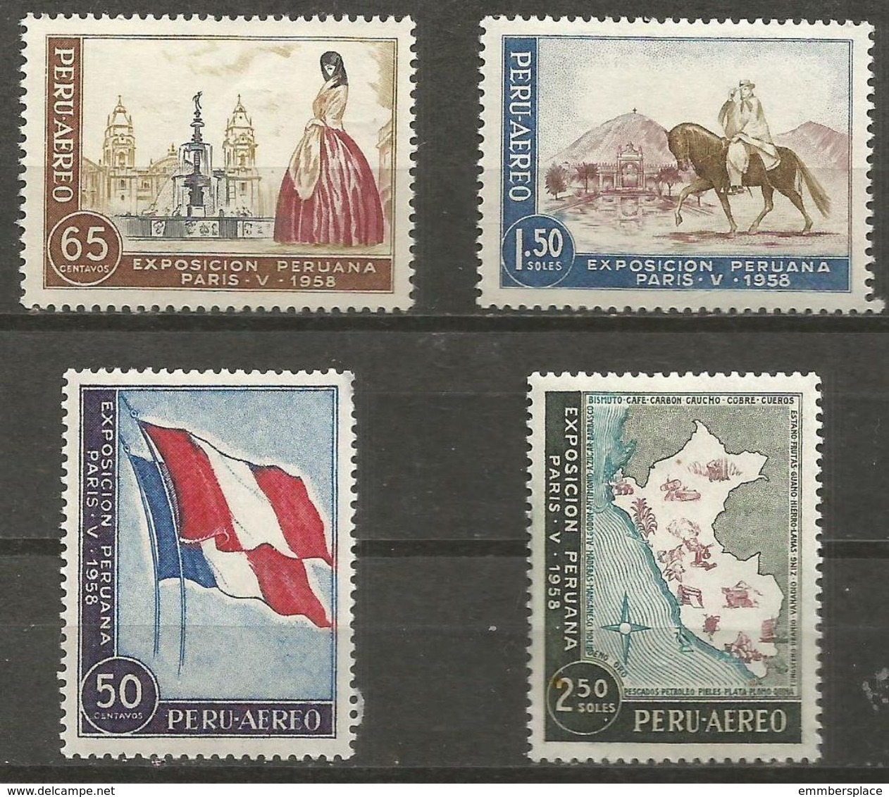 Peru - 1958 Paris Exhibition Set Of 4 MNH **  Sc C144-7 - Peru