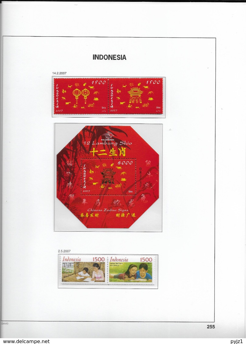 2007 MNH Indonesia Year Collection According To DAVO Album (8 Scans) Postfris** - Indonésie