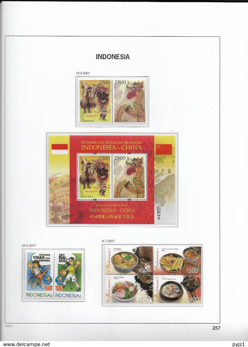 2007 MNH Indonesia Year Collection According To DAVO Album (8 Scans) Postfris** - Indonesië