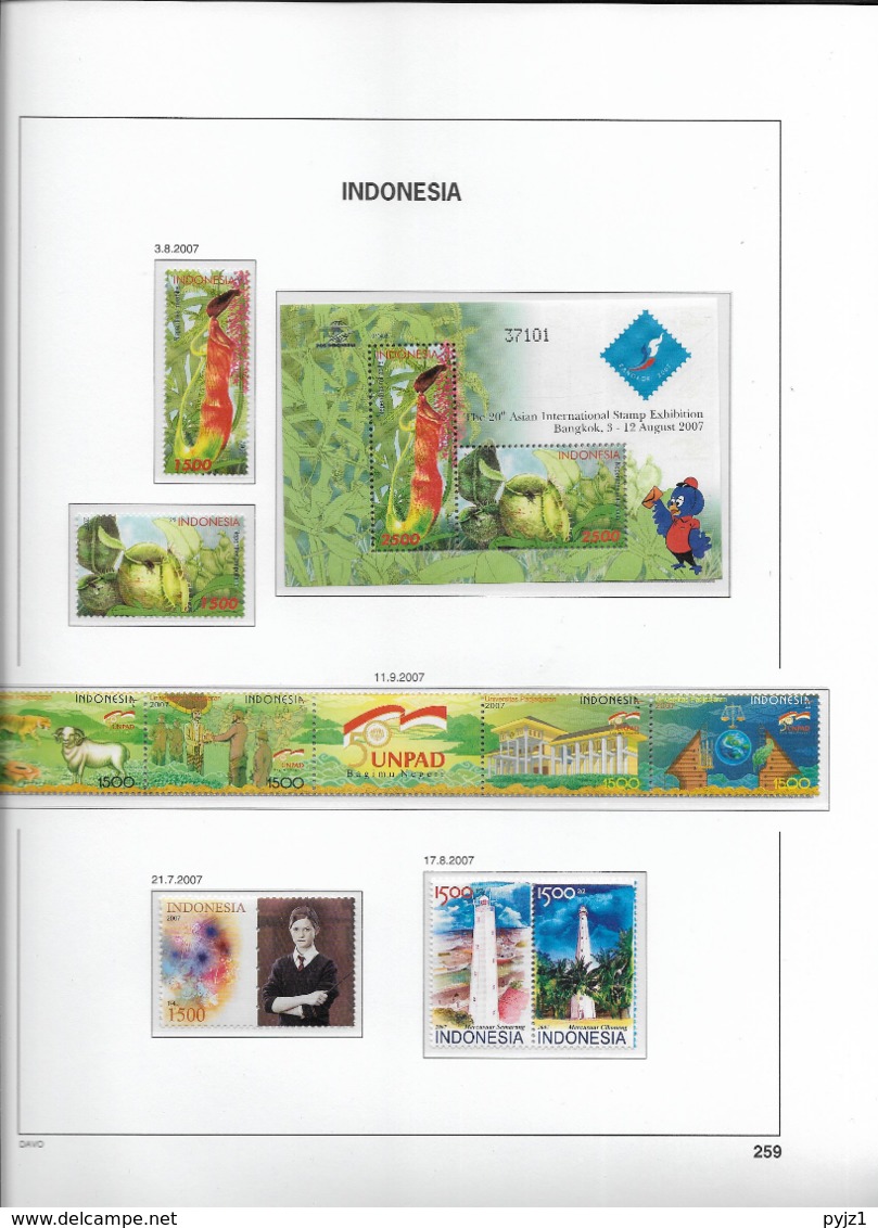 2007 MNH Indonesia Year Collection According To DAVO Album (8 Scans) Postfris** - Indonésie