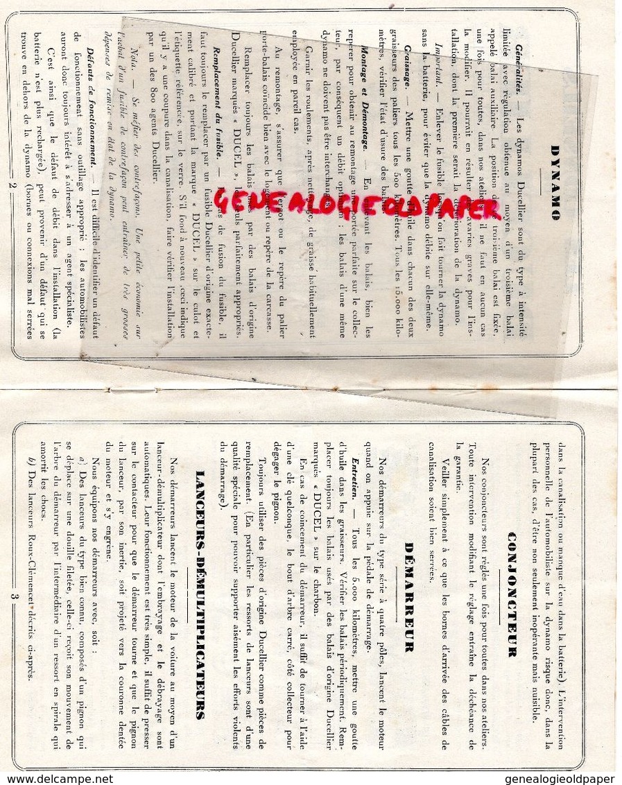 75- PARIS- CATALOGUE CONSEILS DE DUCELIER-ENTRETIEN EQUIPEMENT ELECTRIQUE AUTOMOBILE-AUTO-23 RUE ALEXANDRE DUMAS- - Automobil