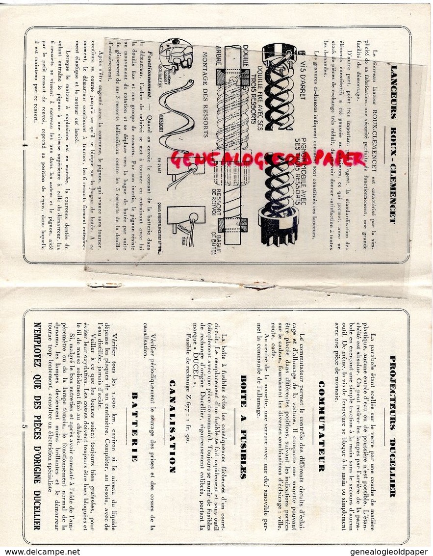 75- PARIS- CATALOGUE CONSEILS DE DUCELIER-ENTRETIEN EQUIPEMENT ELECTRIQUE AUTOMOBILE-AUTO-23 RUE ALEXANDRE DUMAS- - Automovilismo