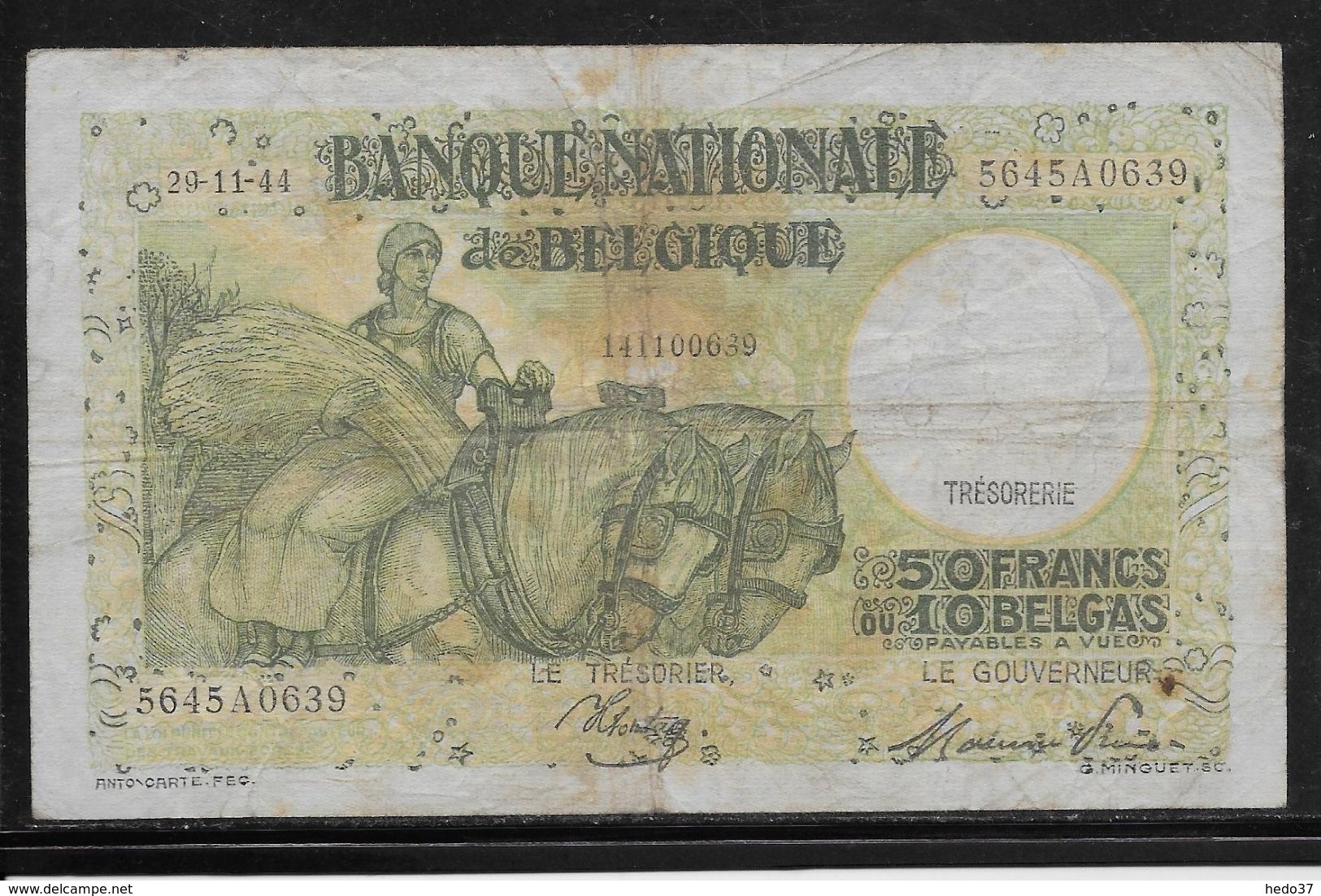 Belgique - 50 Francs  - 29-11-1944 - Pick N°106 - TB - Autres & Non Classés