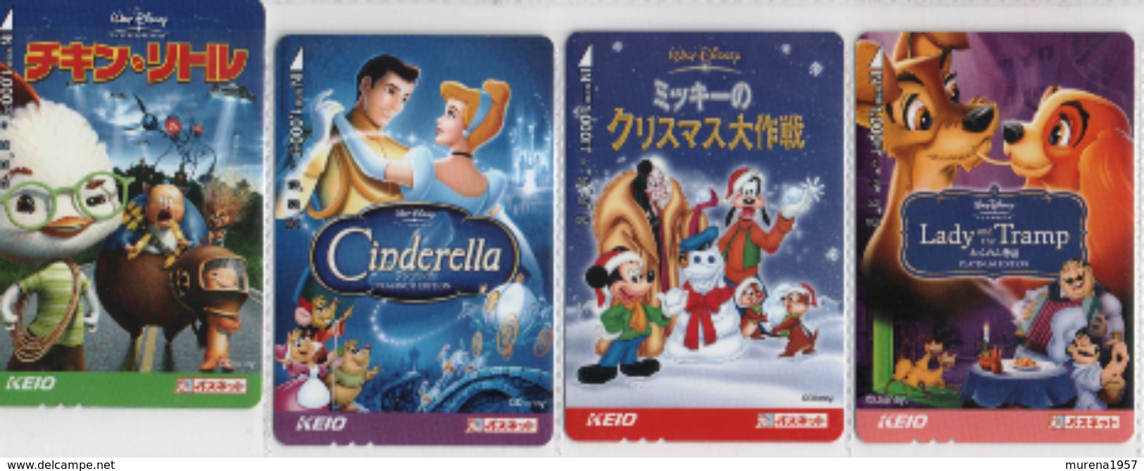 4 PHONECARD's JAPAN DISNEY PREPAID KEIO - USED - Disney