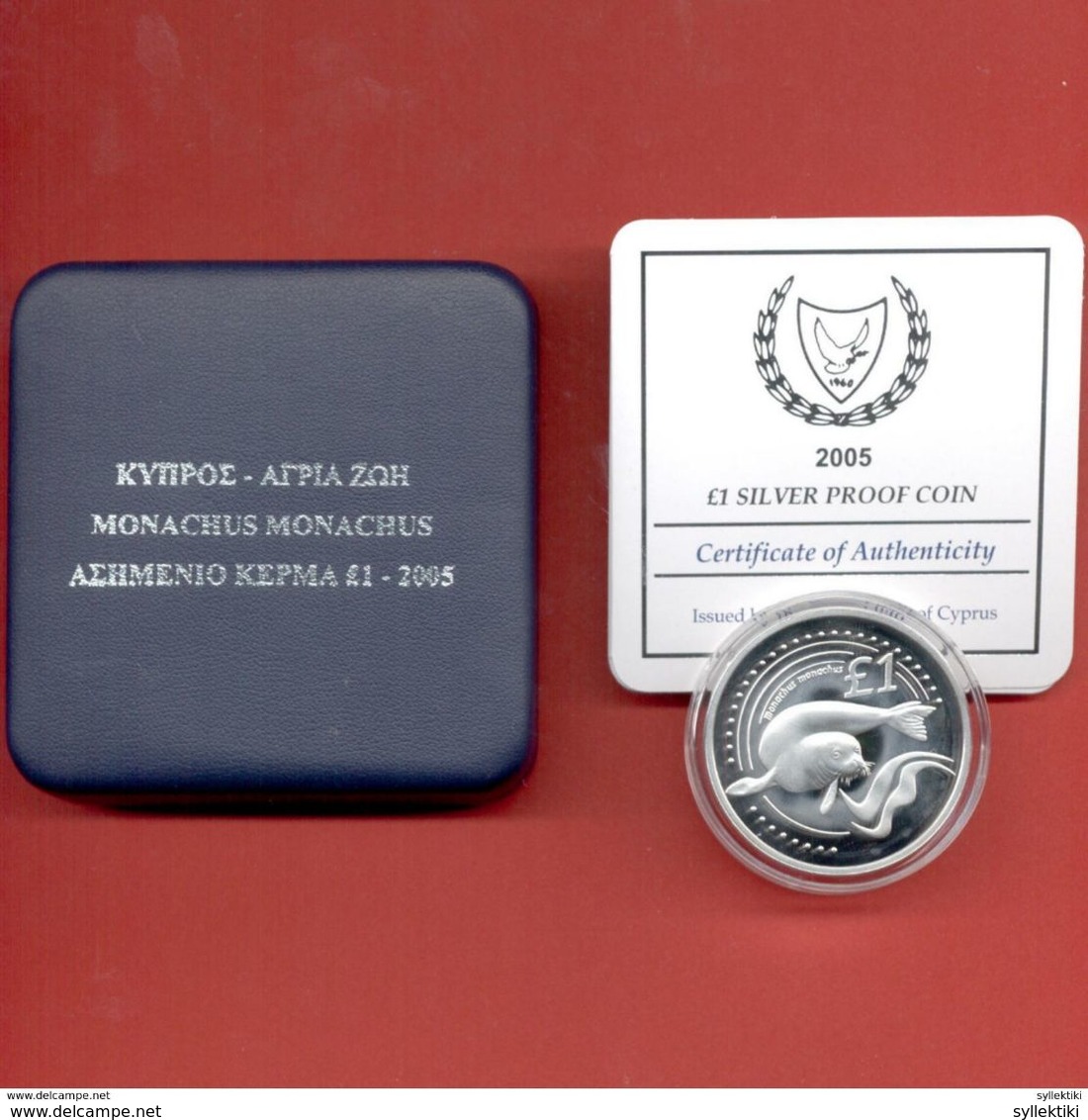 CYPRUS 2005 SEAL SILVER COMMEMORATIVE COIN IN BANK'S CASE/CERTIFICATE - Chypre