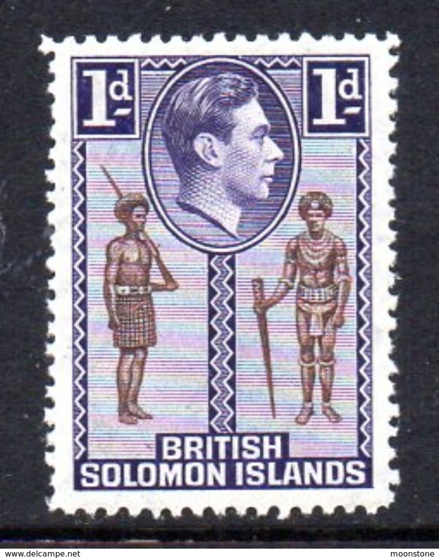 Solomon Islands 1939-51 1d Constable & Chief Definitive, Hinged Mint, SG 61 (B) - British Solomon Islands (...-1978)