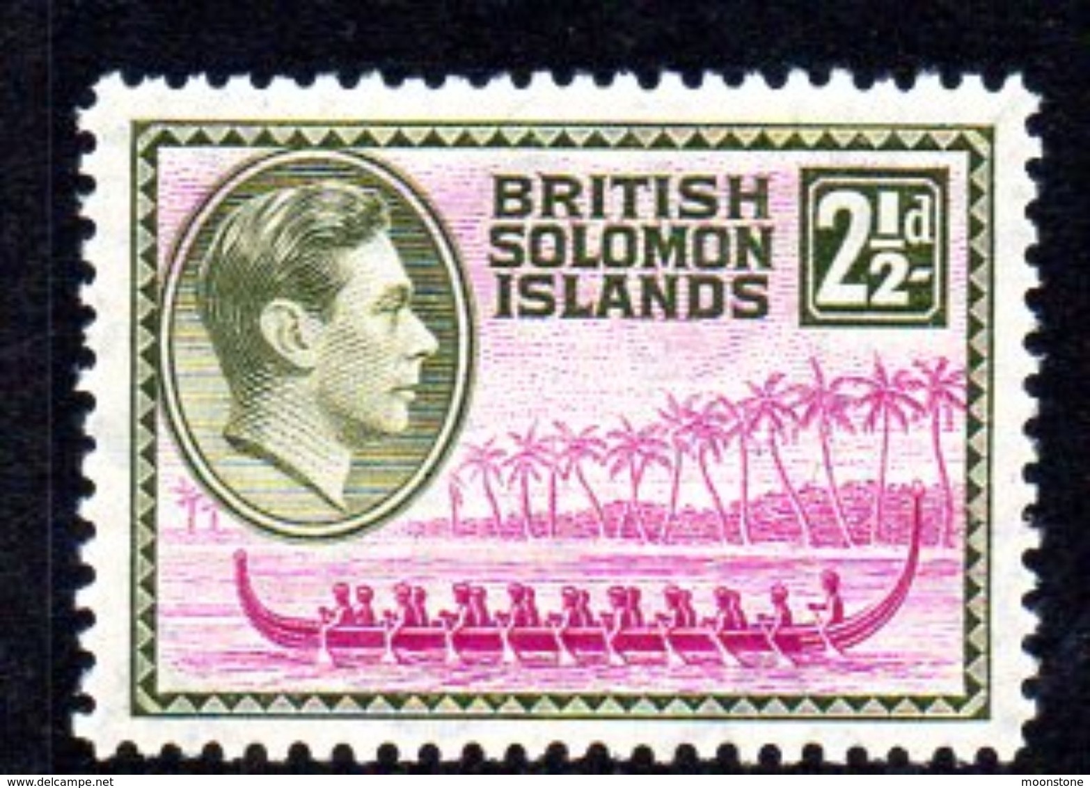 Solomon Islands 1939-51 2½d Roviana Canoe Definitive, Hinged Mint, SG 64 (B) - British Solomon Islands (...-1978)