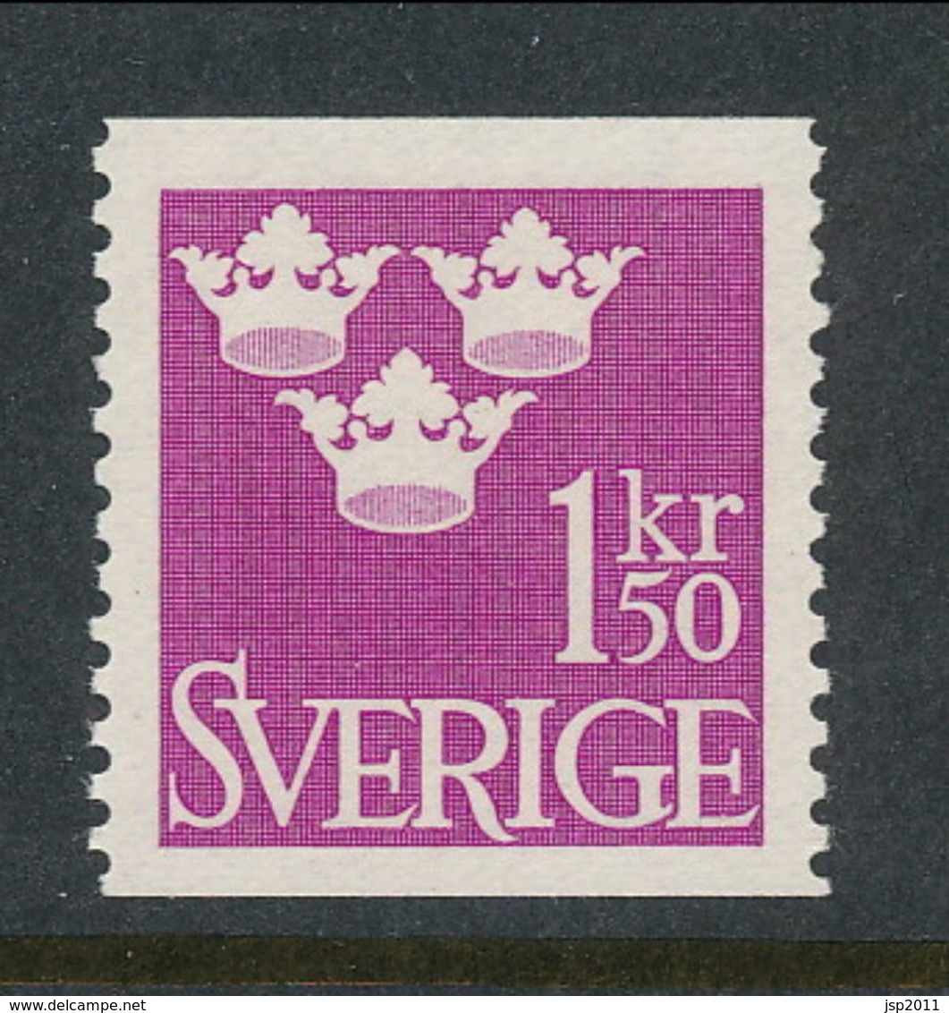 Sweden 1951 Facit # 302, Three Crowns, 1.50 Kr, Red-violet, MNH (**) - Ungebraucht