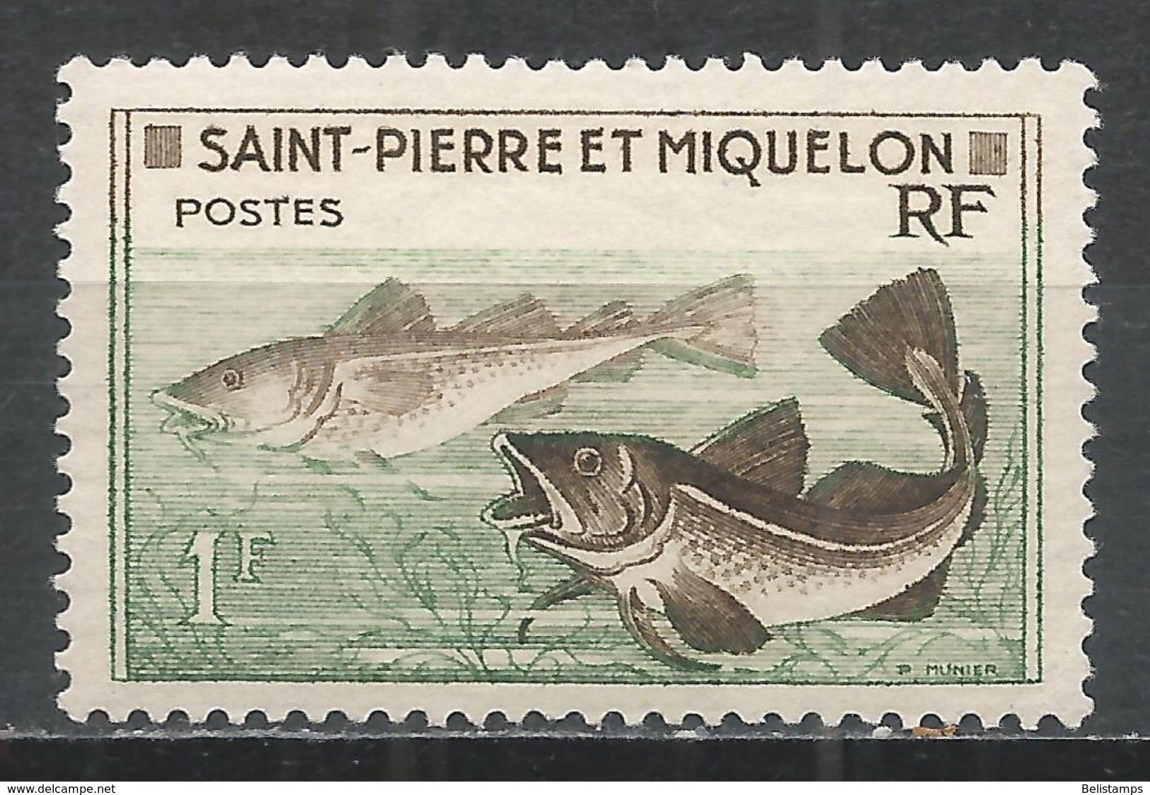 St. Pierre & Miquelon 1957. Scott #352 (MH) Godfish - Neufs