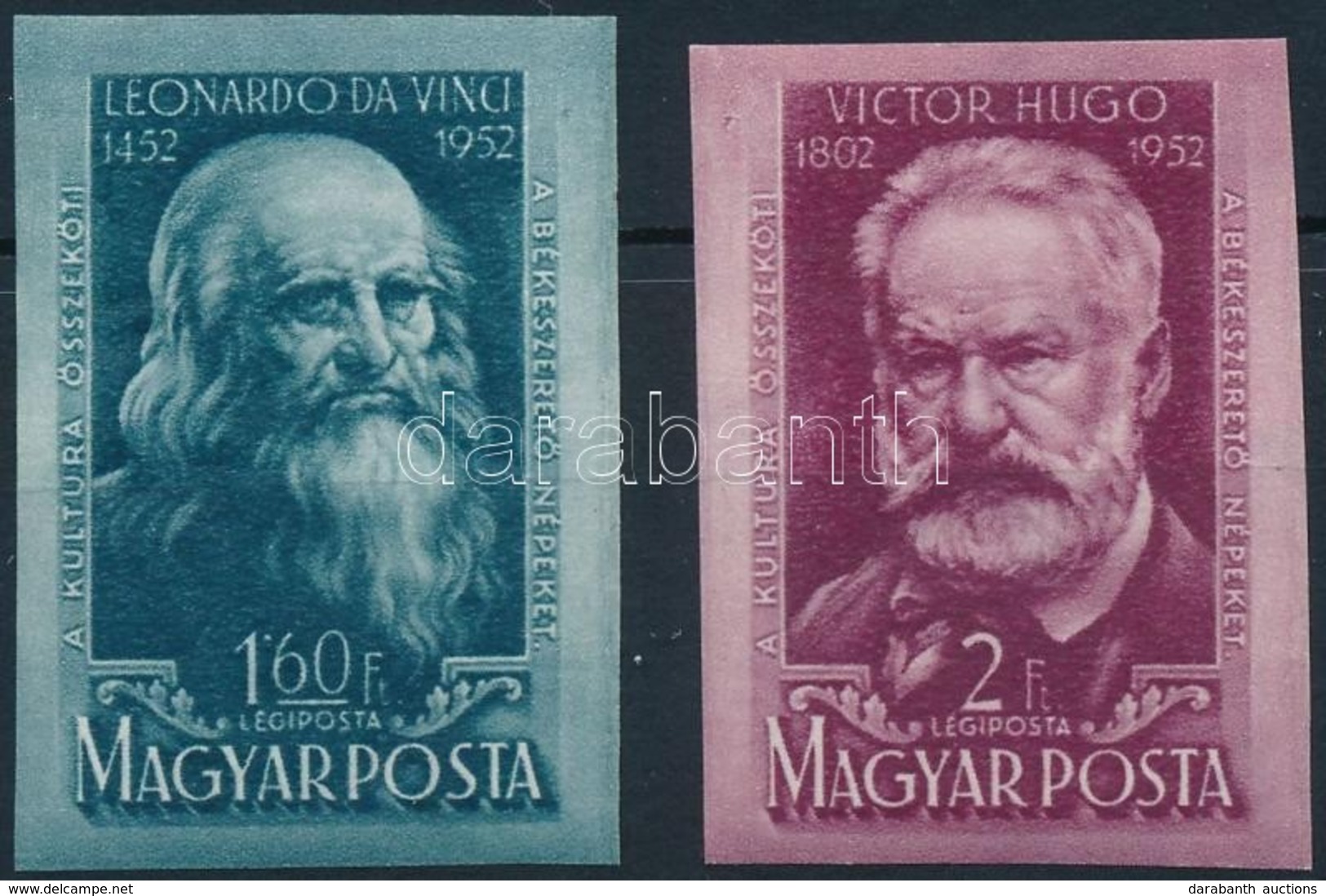 ** 1952 Leonardo Da Vinci és Victor Hugo Vágott Sor (9.000) - Andere & Zonder Classificatie