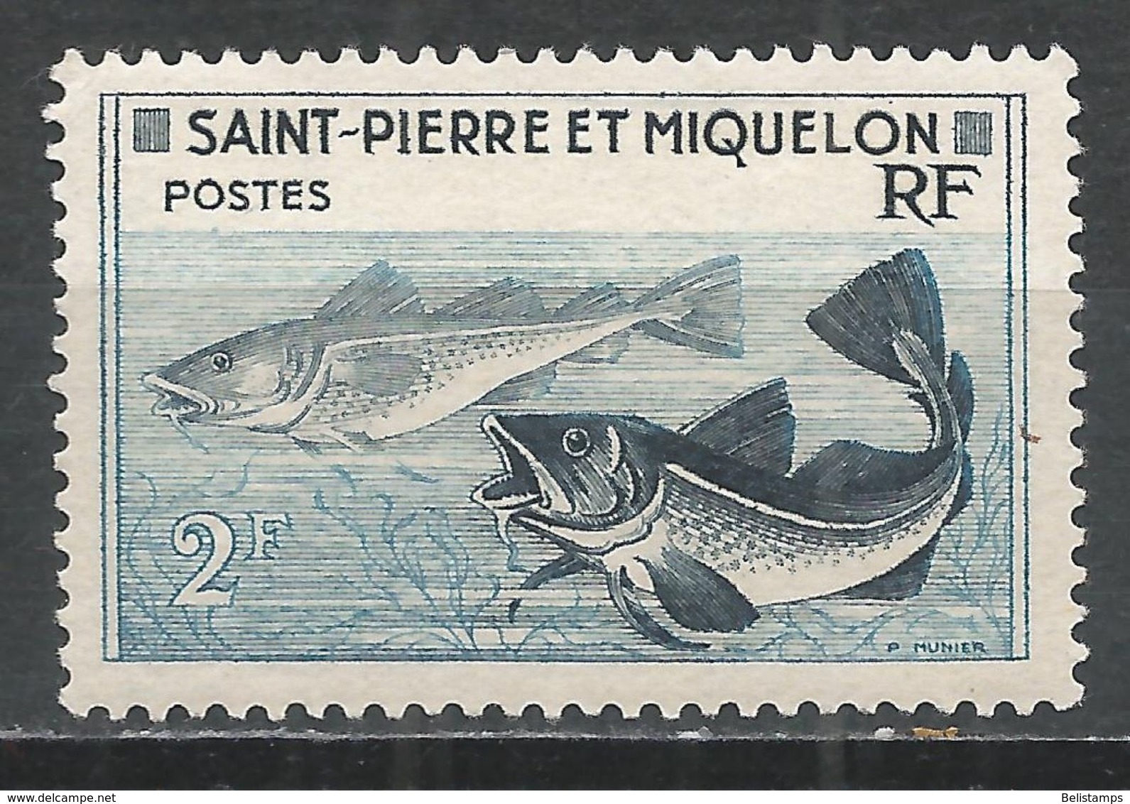 St. Pierre & Miquelon 1957. Scott #353 (MH) Godfish - Unused Stamps