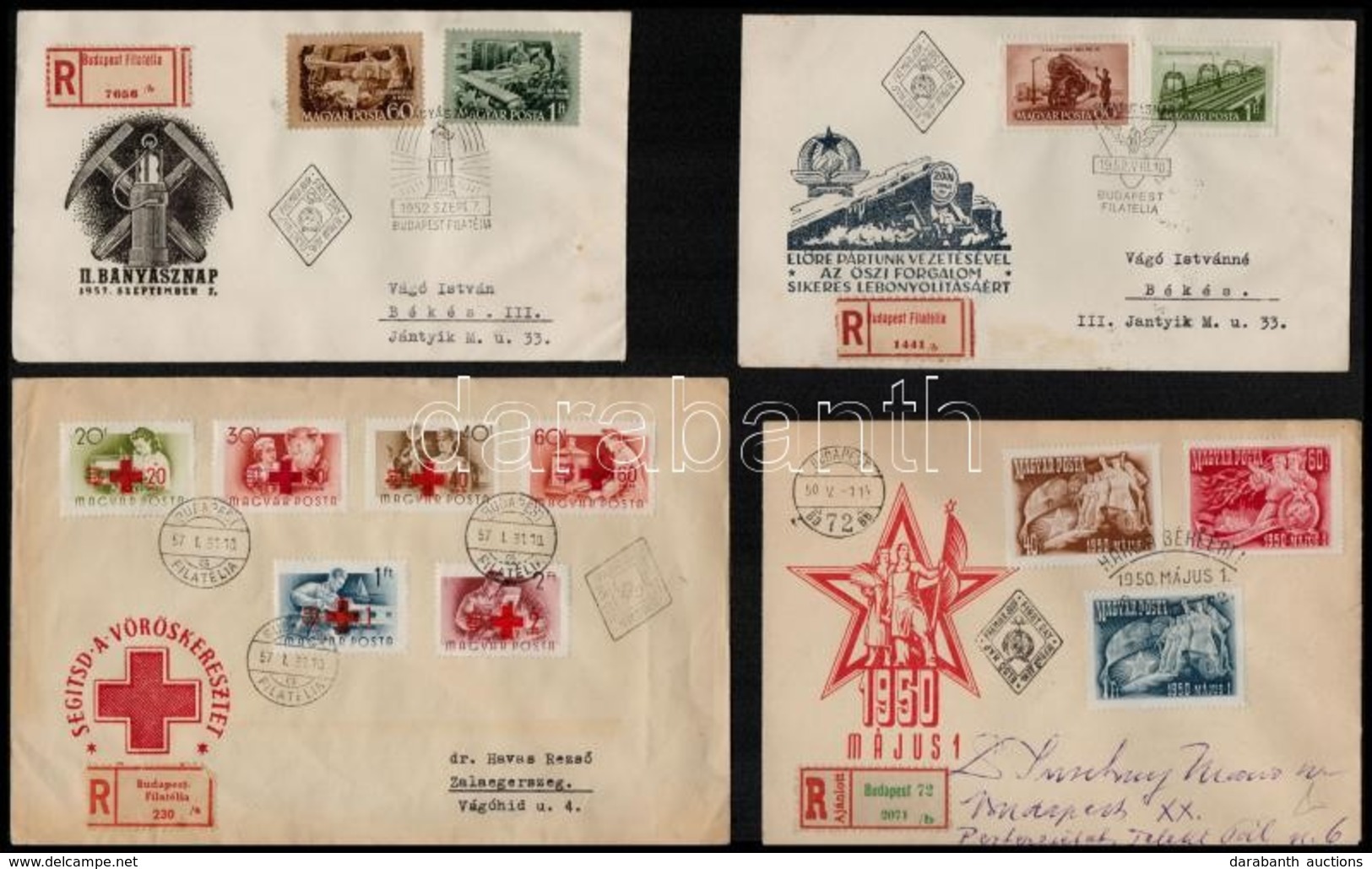 1950 - 1957 4 Db Ajánlott FDC - Sonstige & Ohne Zuordnung