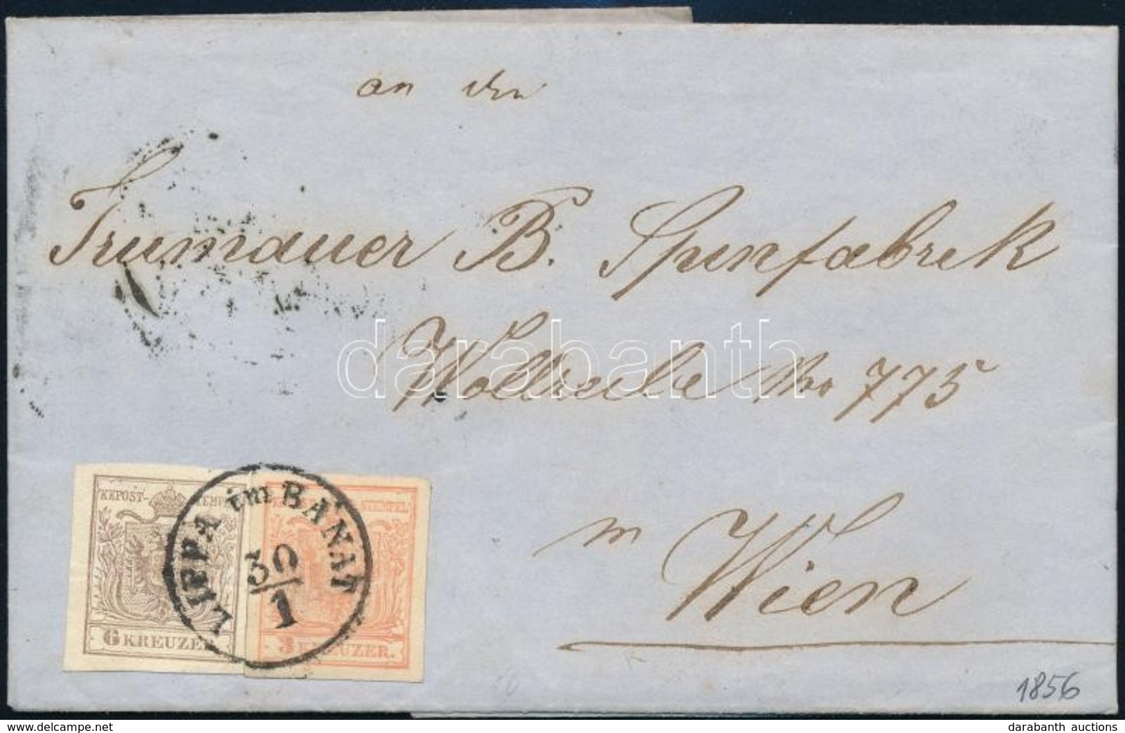 1856 3kr + 6kr Levélen 'LIPPA Im BÁNÁT' - 'WIEN' Nagyon Szép - Andere & Zonder Classificatie