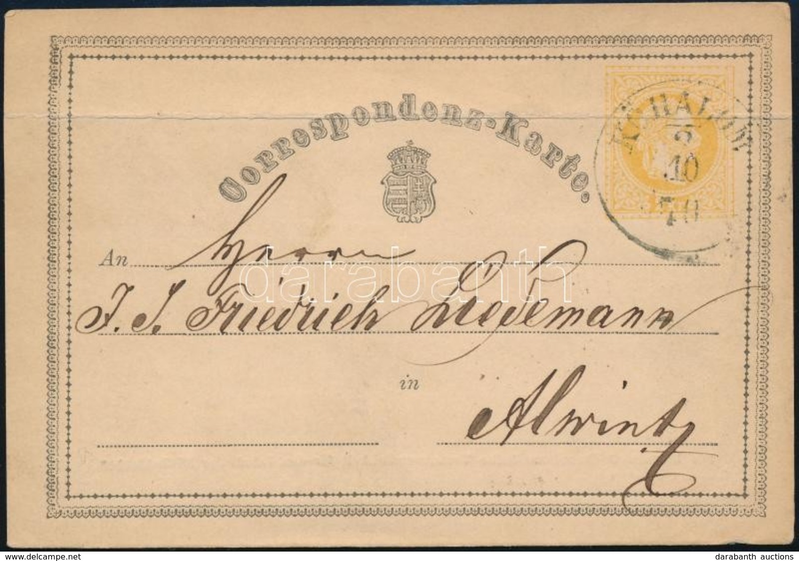 1870 Díjjegyes Levelez?lap ,,K?HALOM' - Alwintz - Sonstige & Ohne Zuordnung