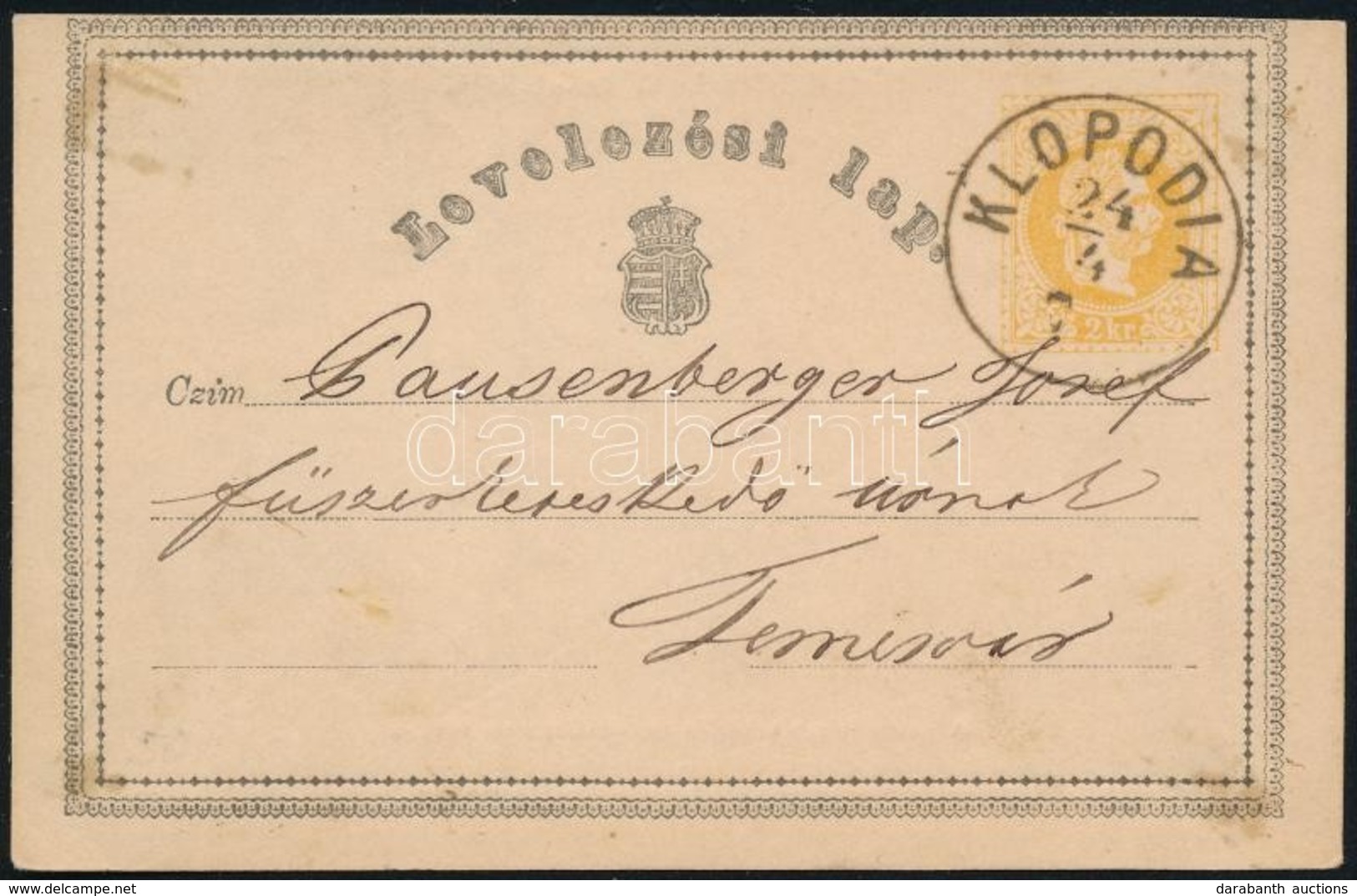 1871 Díjjegyes Levelez?lap / PS-card 'KLOPODIA' - Andere & Zonder Classificatie