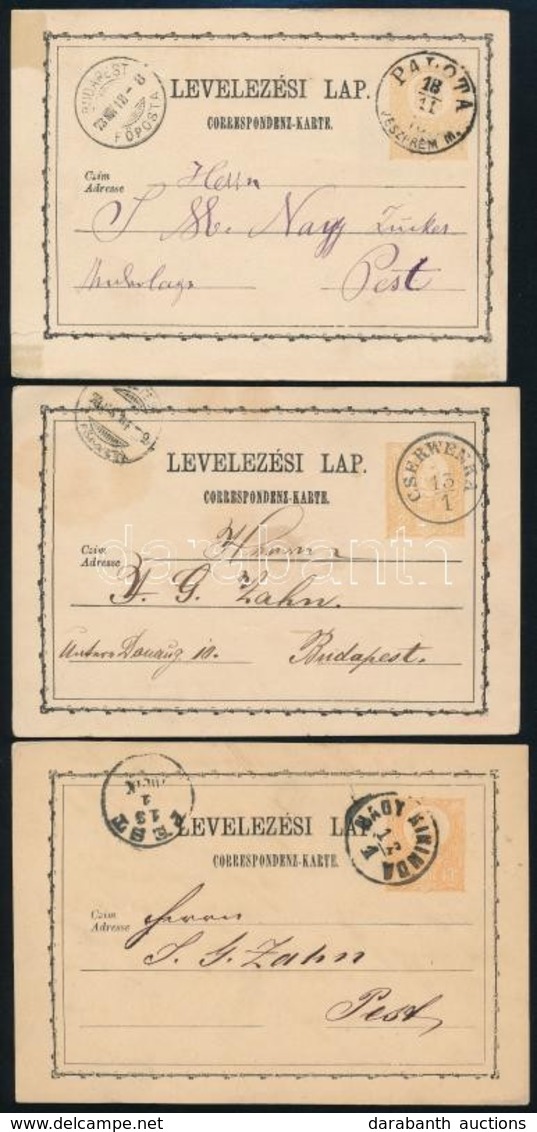 1872 3 Db 2kr Díjjegyes Levelez?lap, III. Típus Narancs Színben / 2kr PS-cards, III. Type - Andere & Zonder Classificatie
