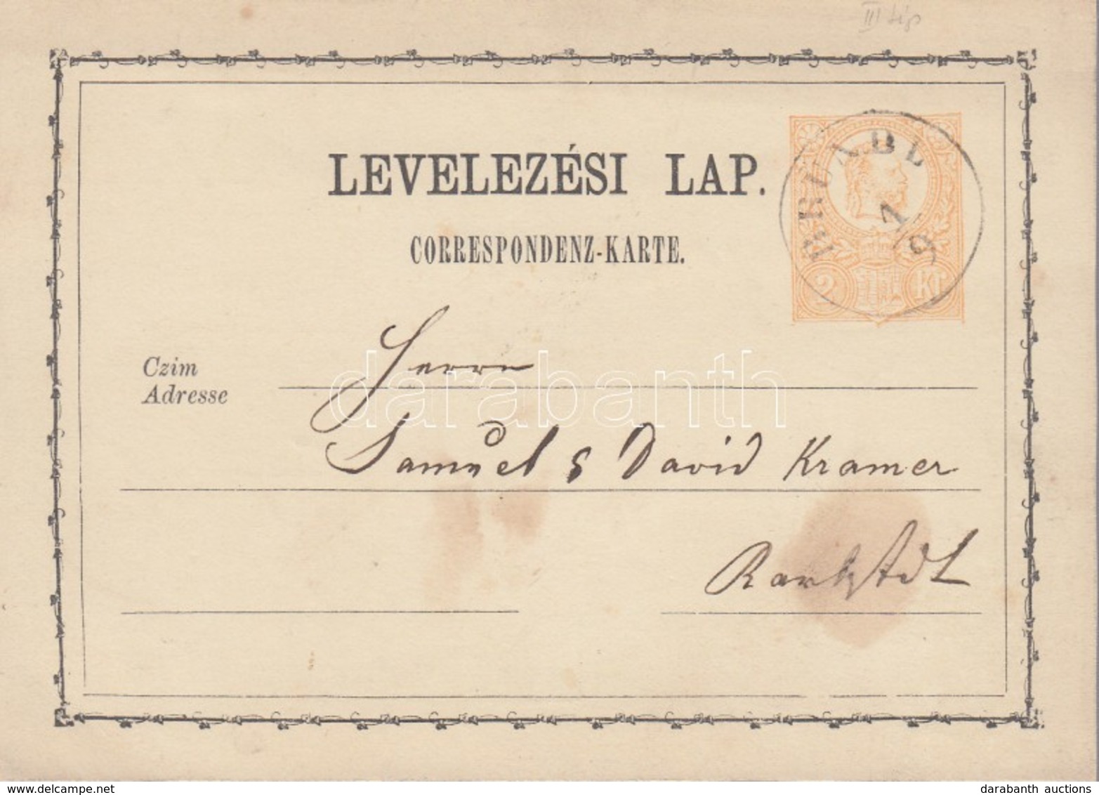 1873 2kr Díjjegyes Levelez?lap / PS-card 'BRÜNDL' - Andere & Zonder Classificatie