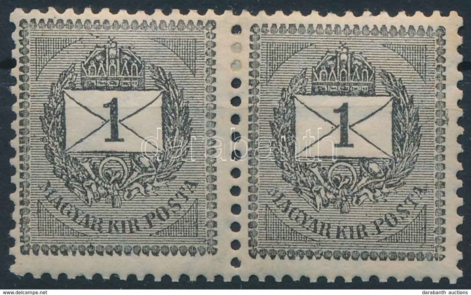 * 1898 1kr Pár, A Bal Oldali Bélyegen A Korona Felett Több Kis Folt - Andere & Zonder Classificatie