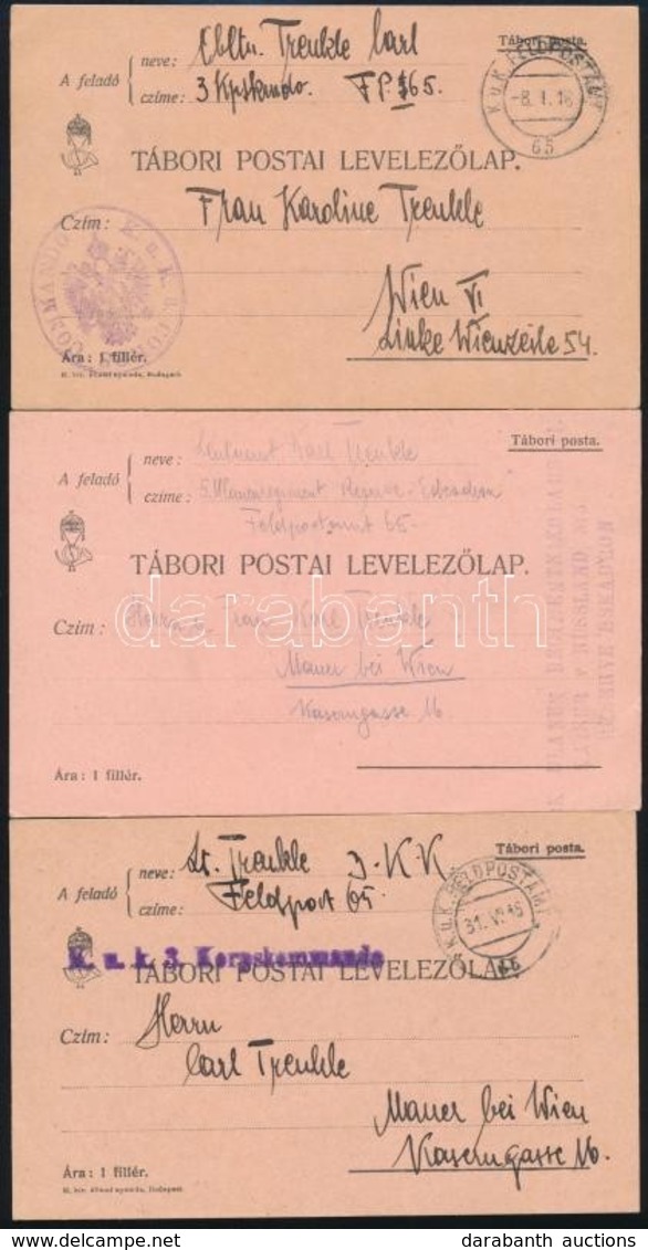 1915 3 Db Tábori Posta Levelez?lap - Andere & Zonder Classificatie
