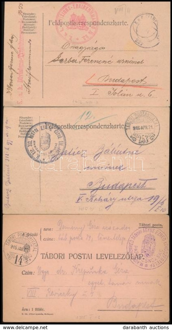 1915 - 1916  3 Db Tábori Postai Levelez?lap 'TP 14', 'TP 253' ,,M.kir. 312. Honvéd Gyalog Ezred III. Zászlóalj', 'FP 227 - Andere & Zonder Classificatie