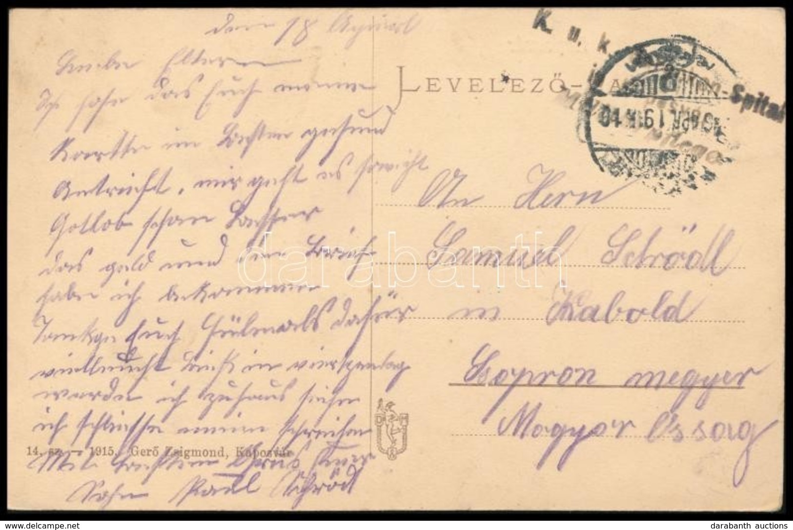 1916 Tábori Posta Képeslap 'K.u.k. Baracken-Spital In Kaposvár' - Sonstige & Ohne Zuordnung