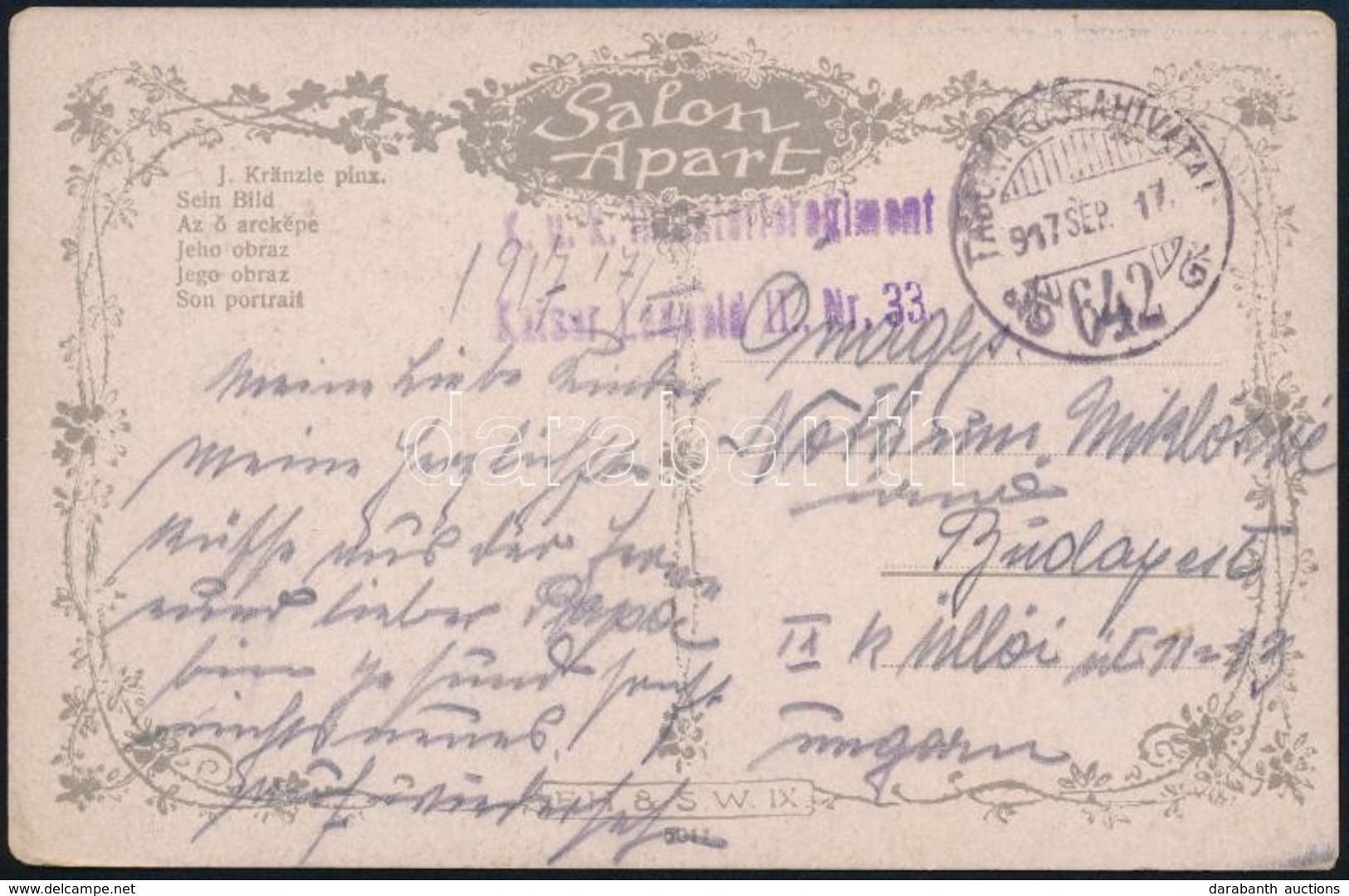 1917 Tábori Posta Képeslap / Field Postcard 'K.u.k. Infanterieregiment Kaiser Leopold II. Nr.33.' + 'TP 642' - Andere & Zonder Classificatie