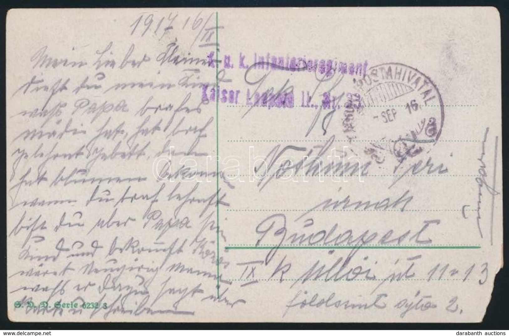 1917 Tábori Posta Képeslap 'K.u.k. Infanterieregiment Kaiser Leopold II. Nr.33.' + 'TP 642' (sérült Sarok / Corner Fault - Andere & Zonder Classificatie