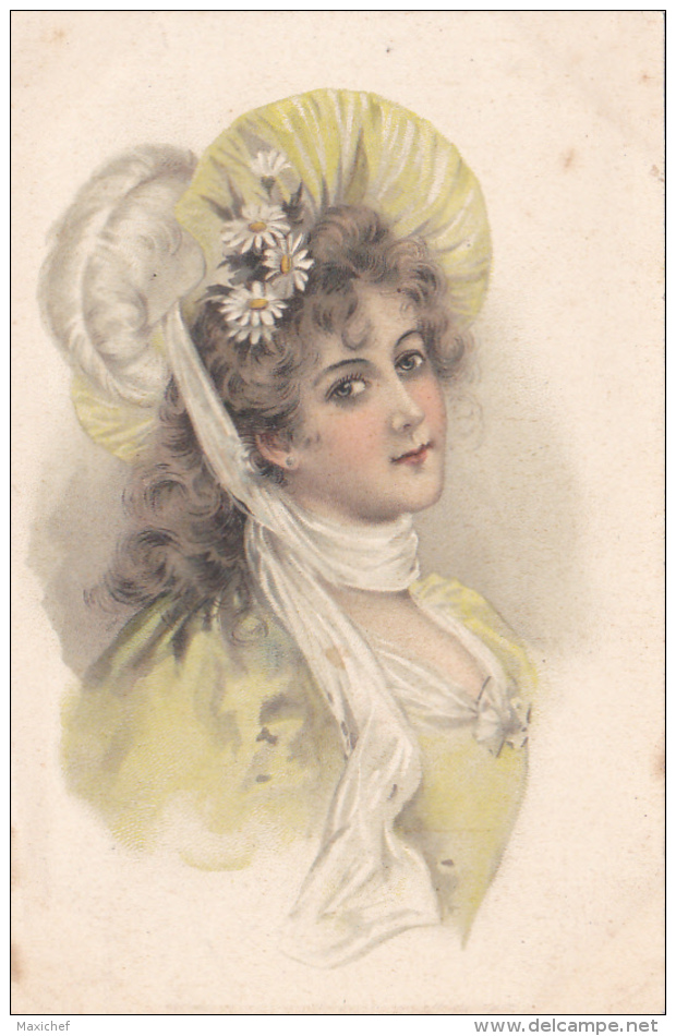 Carte échantillon - Publicité Au Verso "Th. Schwidernoch -Wagram-Sûssenbruun(Austria) Femme, Chapeau, Marguerites - Publicité