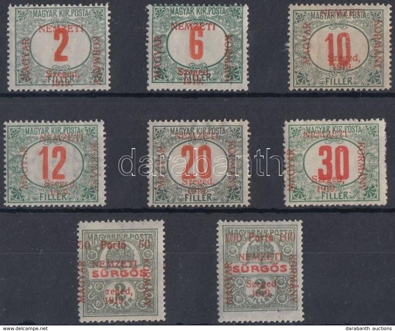 * Szeged 1919 Portó Sor  (39.000) / Postage Due 8 Values. Signed: Bodor - Andere & Zonder Classificatie