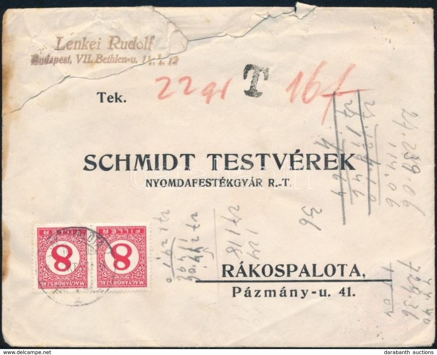 1933 Levél Arcképek 2 X 1f + 11 X 2f Bérmentesítéssel + 2 X 8f Portóval 'BUDAPEST' - 'RÁKOSPALOTA' - Sonstige & Ohne Zuordnung